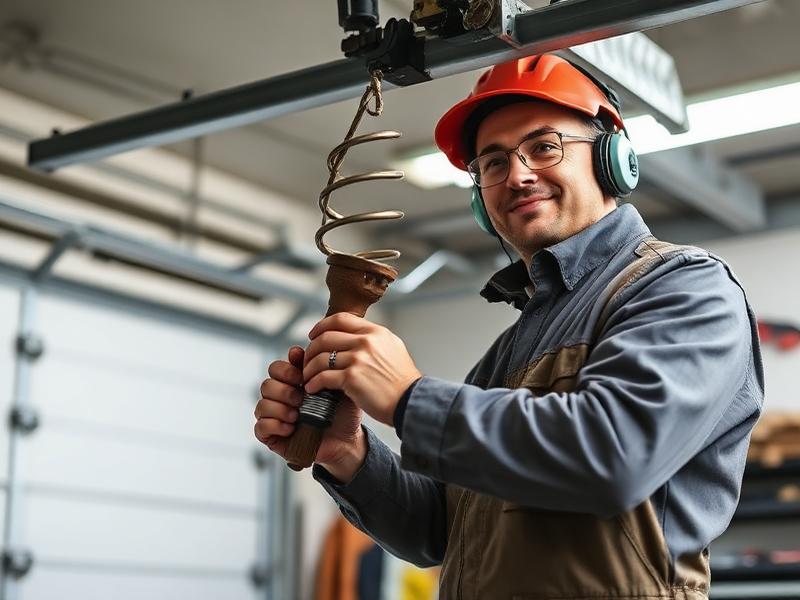 Expert garage door technician from Garage Door Westport Point installing premium residential door